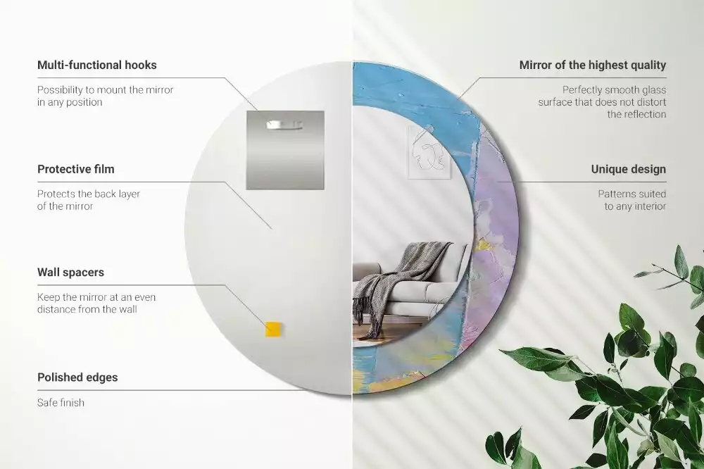 Kulaté zrcadlo s potiskem Olejová barva textury