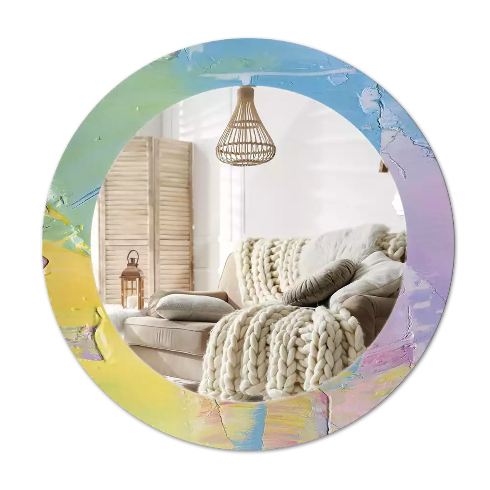 Kulaté zrcadlo s potiskem Olejová barva textury