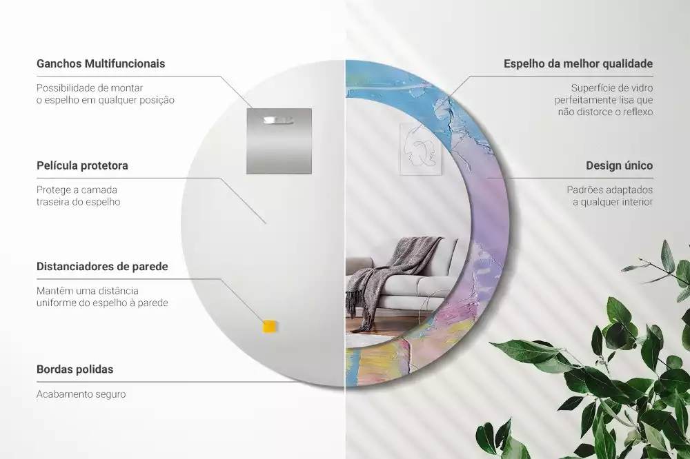 Kulaté zrcadlo s potiskem Olejová barva textury