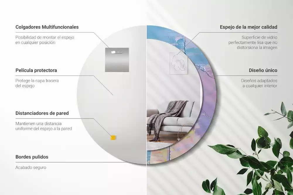 Kulaté zrcadlo s potiskem Olejová barva textury