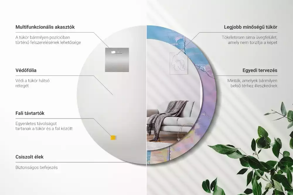 Kulaté zrcadlo s potiskem Olejová barva textury