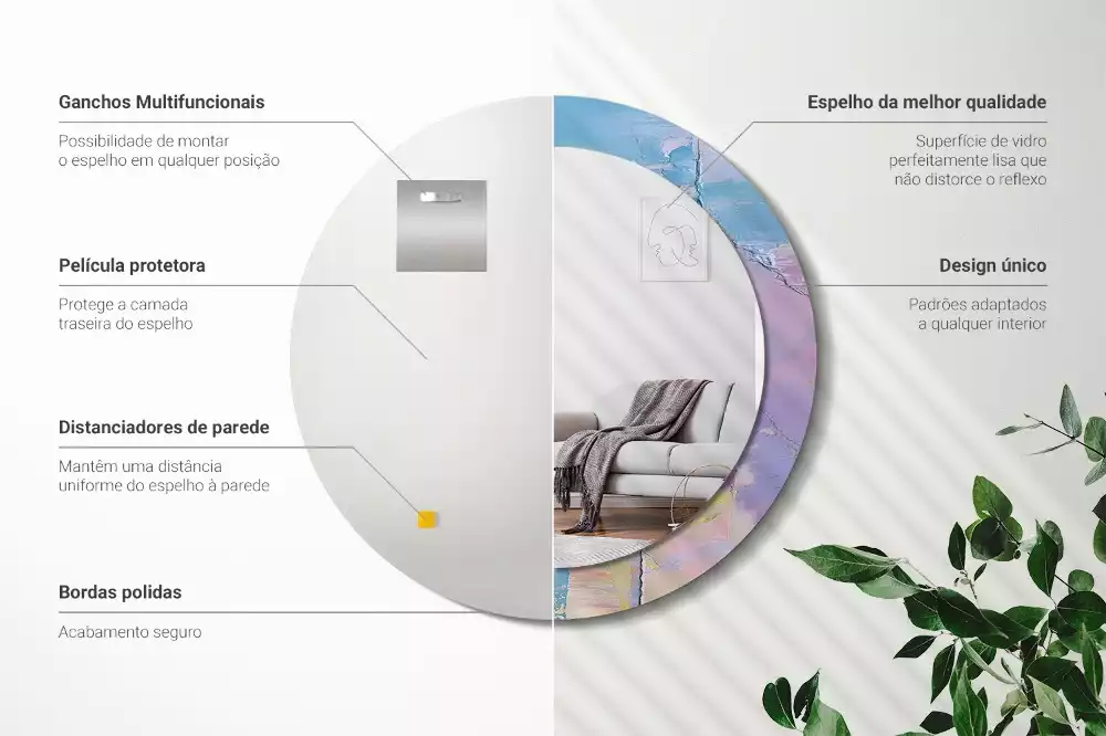 Kulaté zrcadlo s potiskem Olejová barva textury