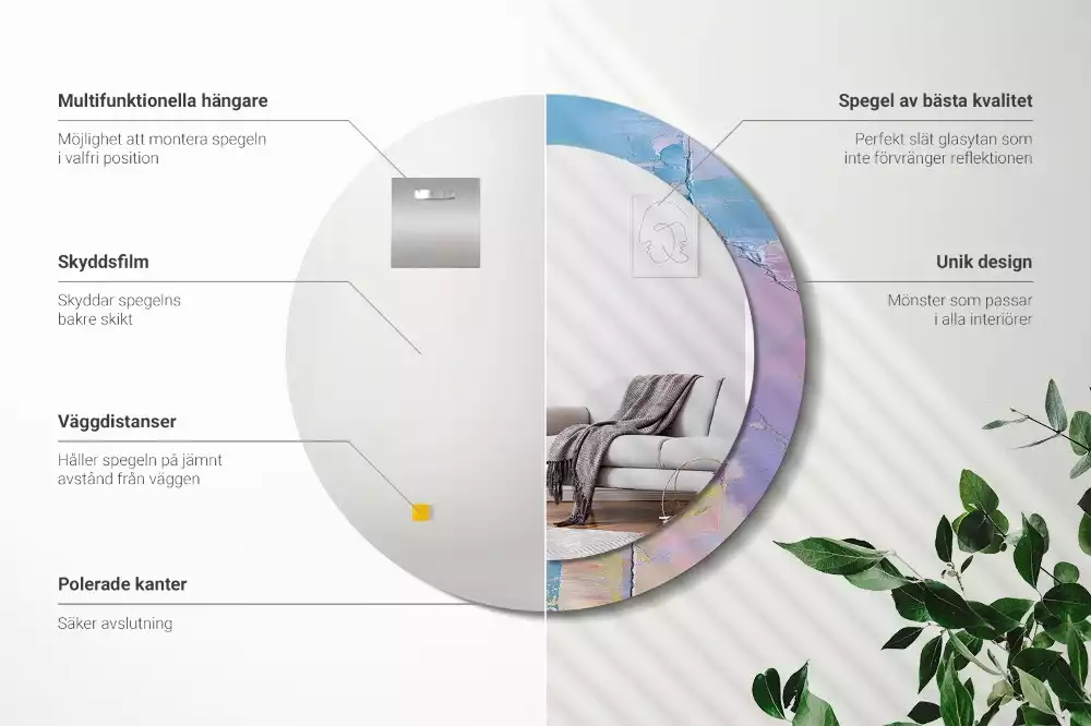 Kulaté zrcadlo s potiskem Olejová barva textury