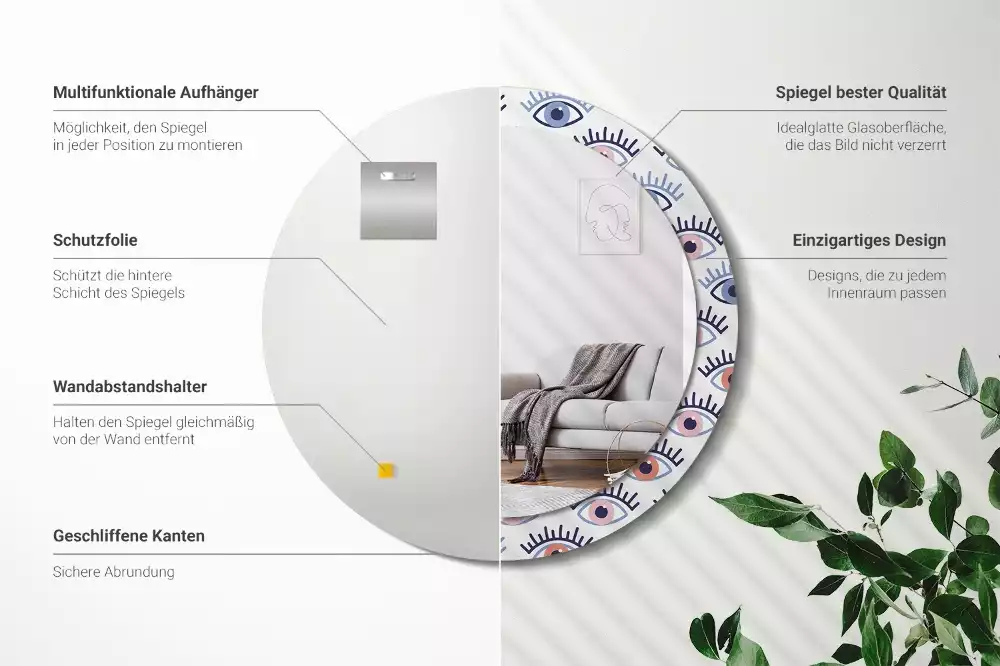 Kulaté zrcadlo s potiskem Oči