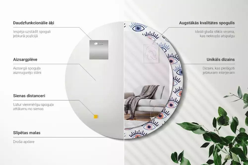 Kulaté zrcadlo s potiskem Oči