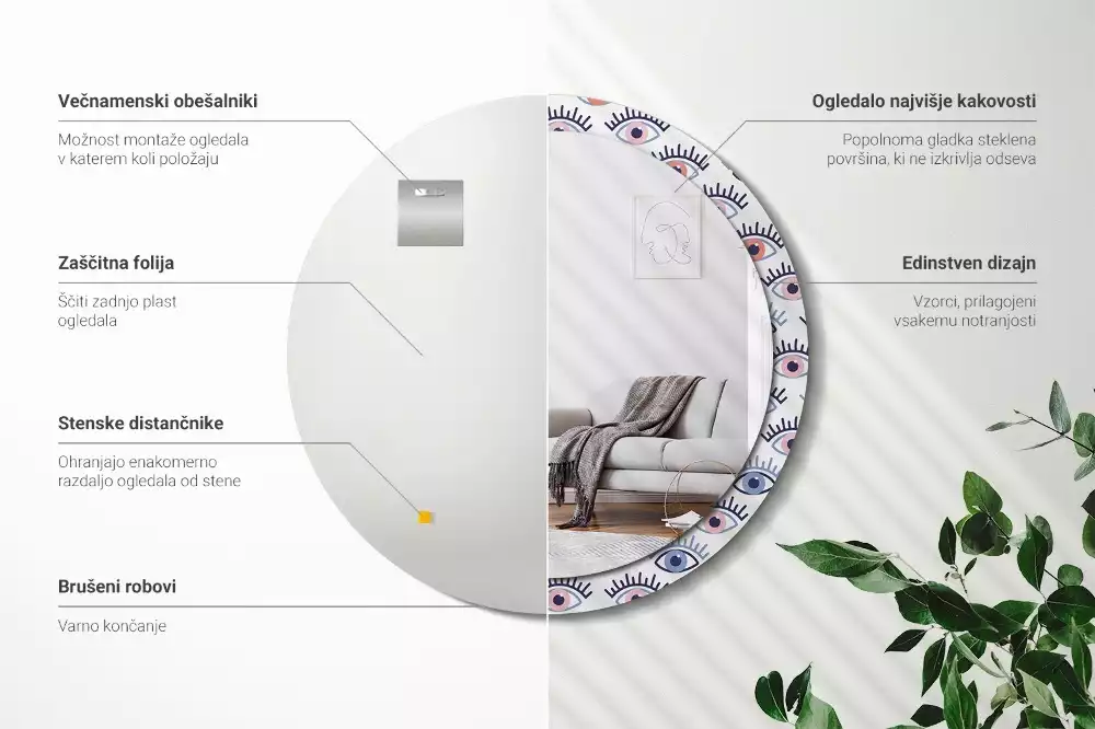 Kulaté zrcadlo s potiskem Oči