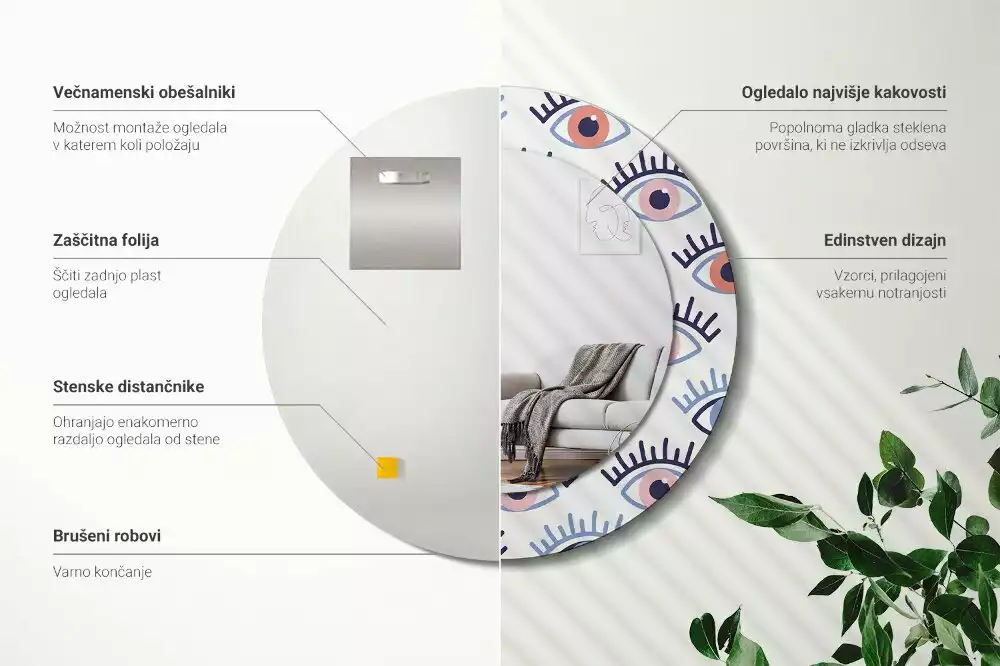 Kulaté zrcadlo s potiskem Oči