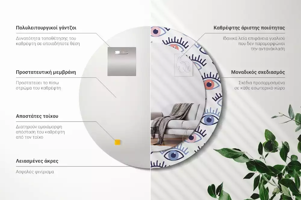 Kulaté zrcadlo s potiskem Oči