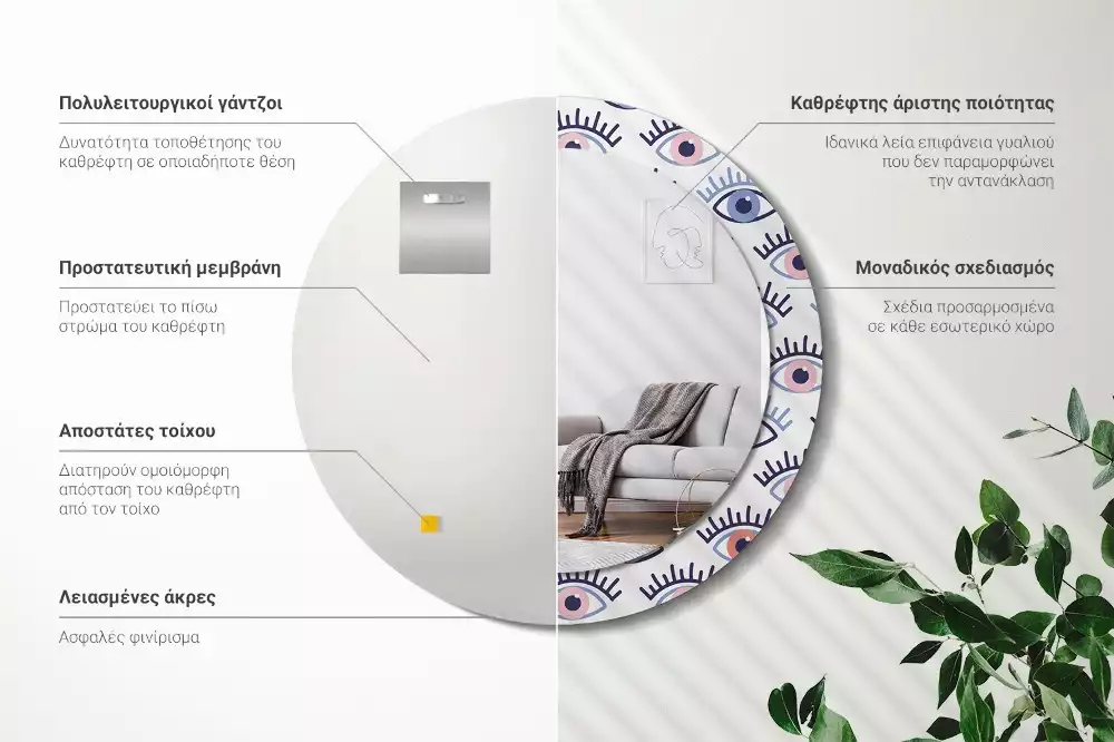 Kulaté zrcadlo s potiskem Oči