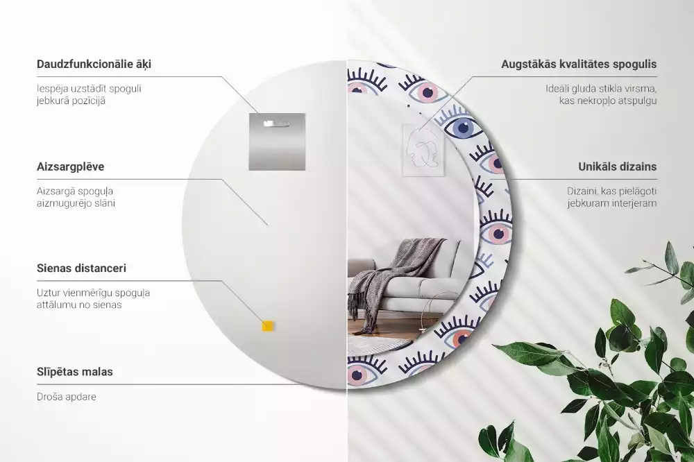 Kulaté zrcadlo s potiskem Oči