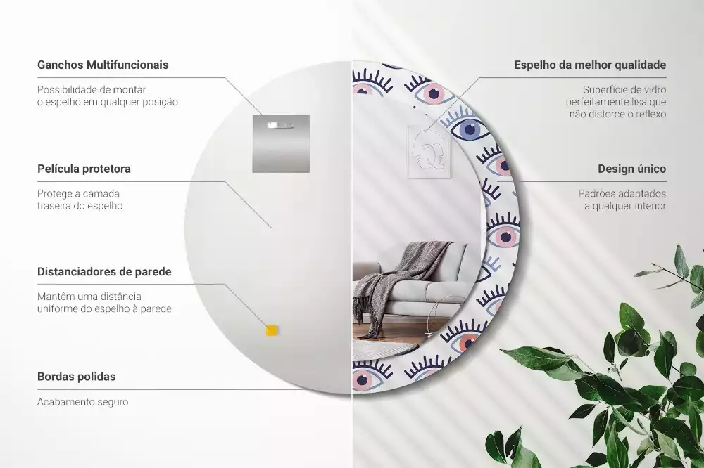 Kulaté zrcadlo s potiskem Oči