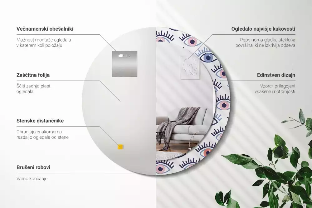 Kulaté zrcadlo s potiskem Oči