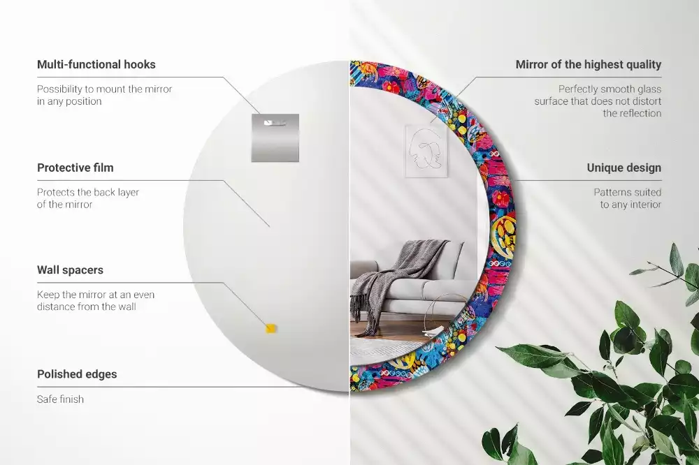 Kulaté zrcadlo s potiskem Barevné klikyháky