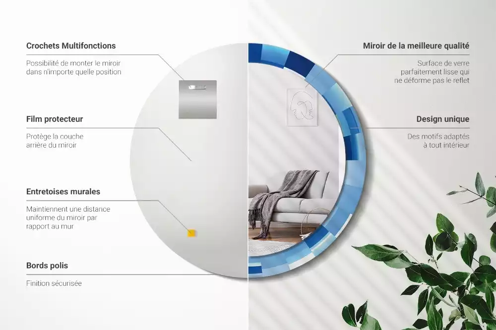 Kulaté zrcadlo s potiskem Modré abstraktní