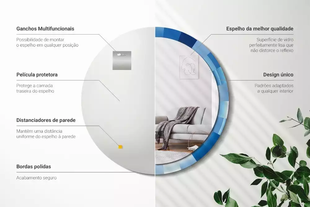 Kulaté zrcadlo s potiskem Modré abstraktní