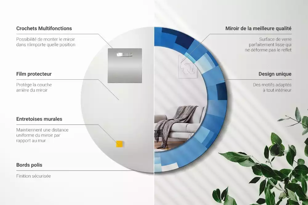 Kulaté zrcadlo s potiskem Modré abstraktní