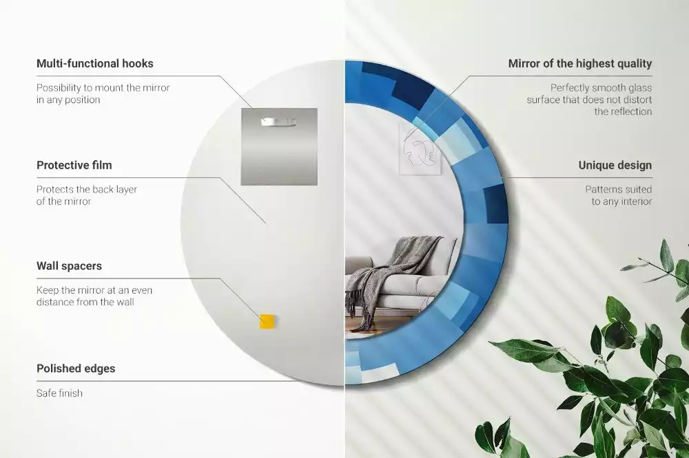 Kulaté zrcadlo s potiskem Modré abstraktní