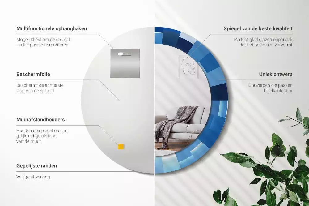 Kulaté zrcadlo s potiskem Modré abstraktní