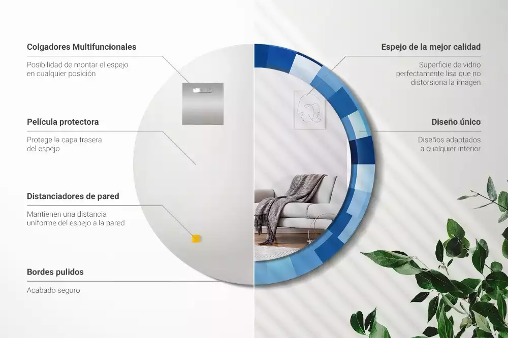 Kulaté zrcadlo s potiskem Modré abstraktní