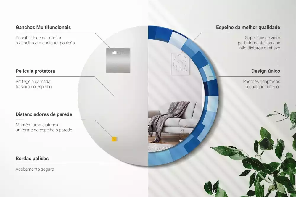 Kulaté zrcadlo s potiskem Modré abstraktní