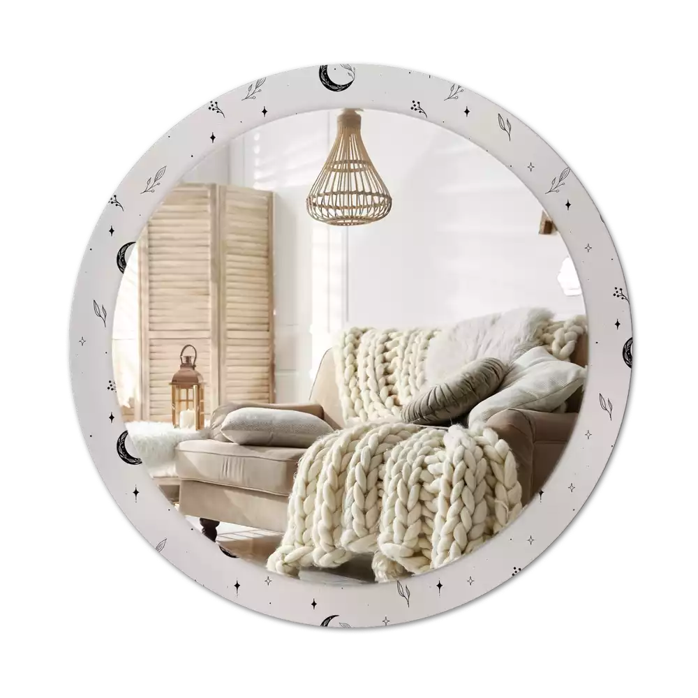 Kulaté zrcadlo s potiskem Doodle rostliny