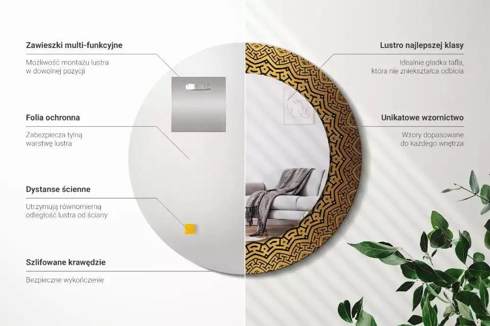 Kulaté zrcadlo s potiskem Řecký ornament