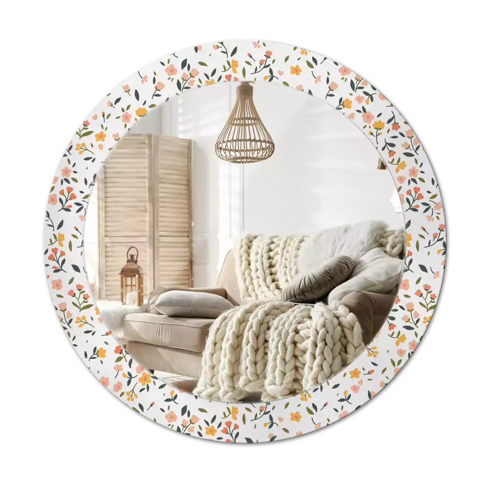 Kulaté zrcadlo s potiskem Malé květiny