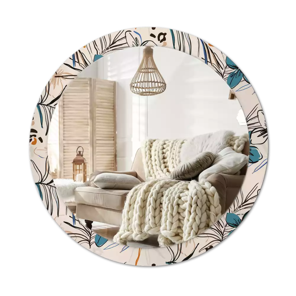 Kulaté zrcadlo s potiskem Květiny se vzorem džungle