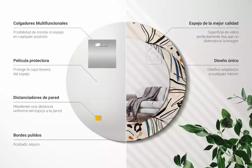 Kulaté zrcadlo s potiskem Květiny se vzorem džungle