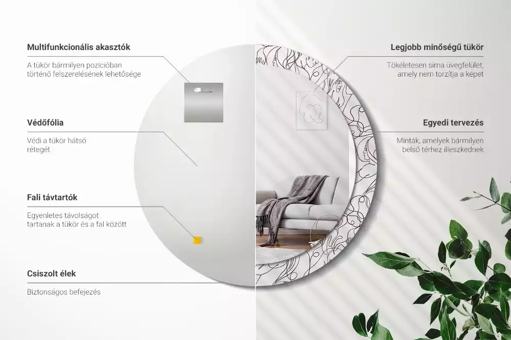 Kulaté zrcadlo s potiskem Tváře z čar