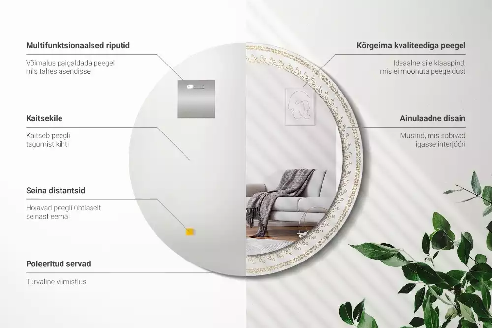 Kulaté zrcadlo s potiskem Indická mandala