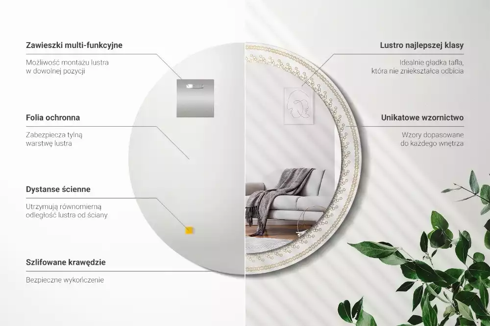 Kulaté zrcadlo s potiskem Indická mandala