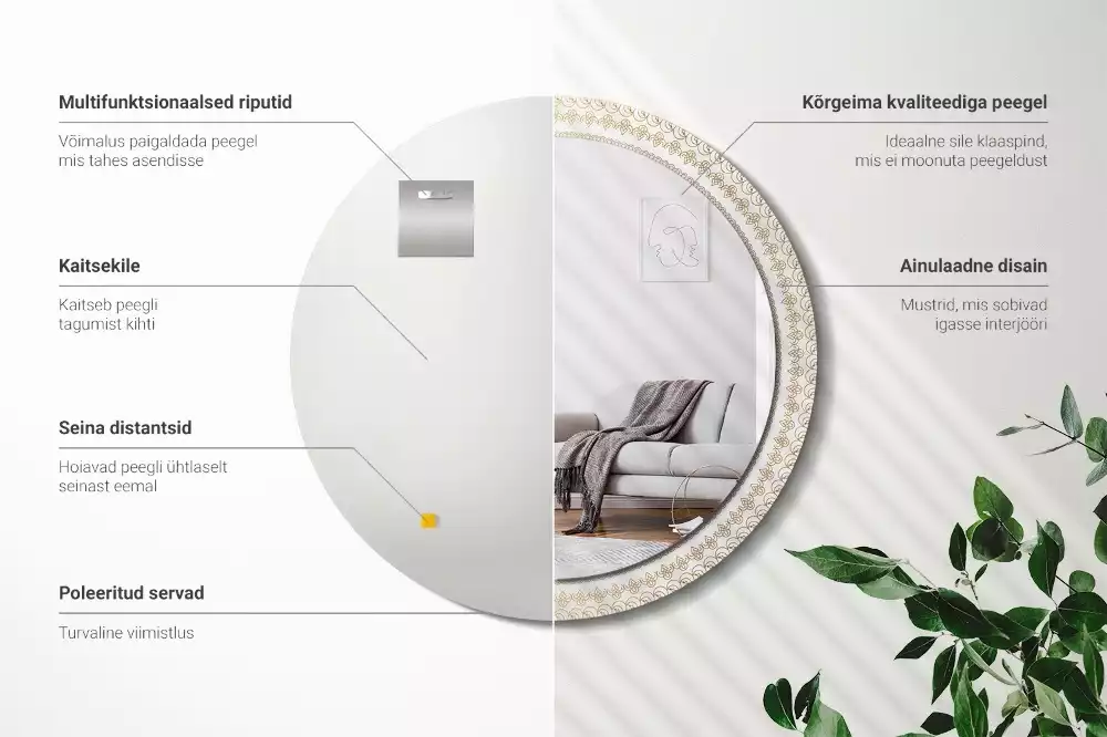 Kulaté zrcadlo s potiskem Indická mandala