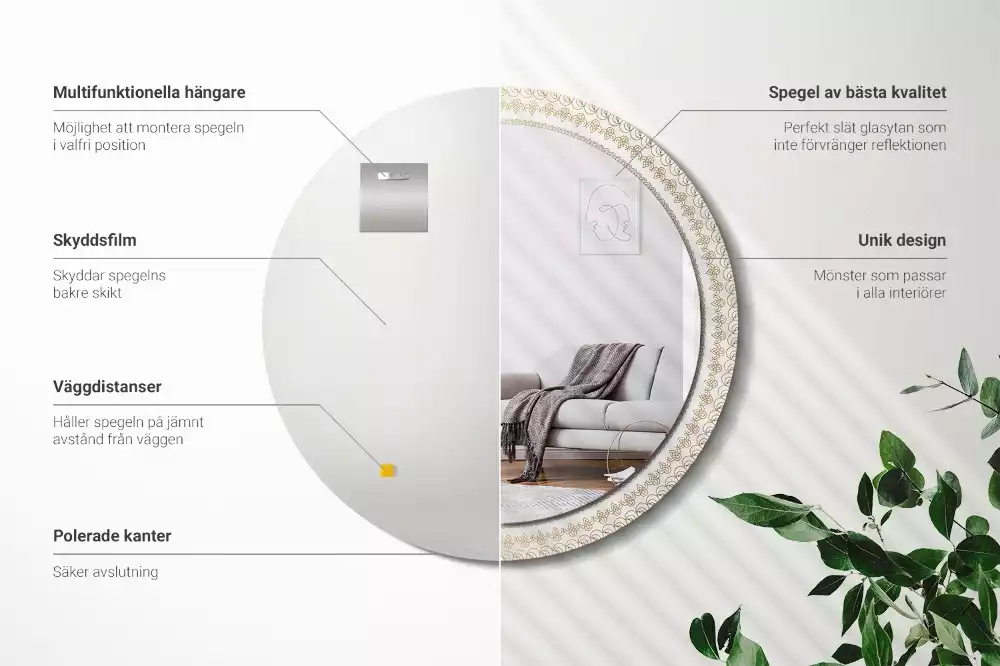 Kulaté zrcadlo s potiskem Indická mandala