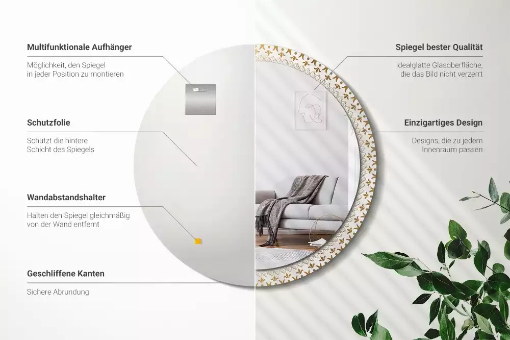 Kulaté zrcadlo s potiskem Indická mandala