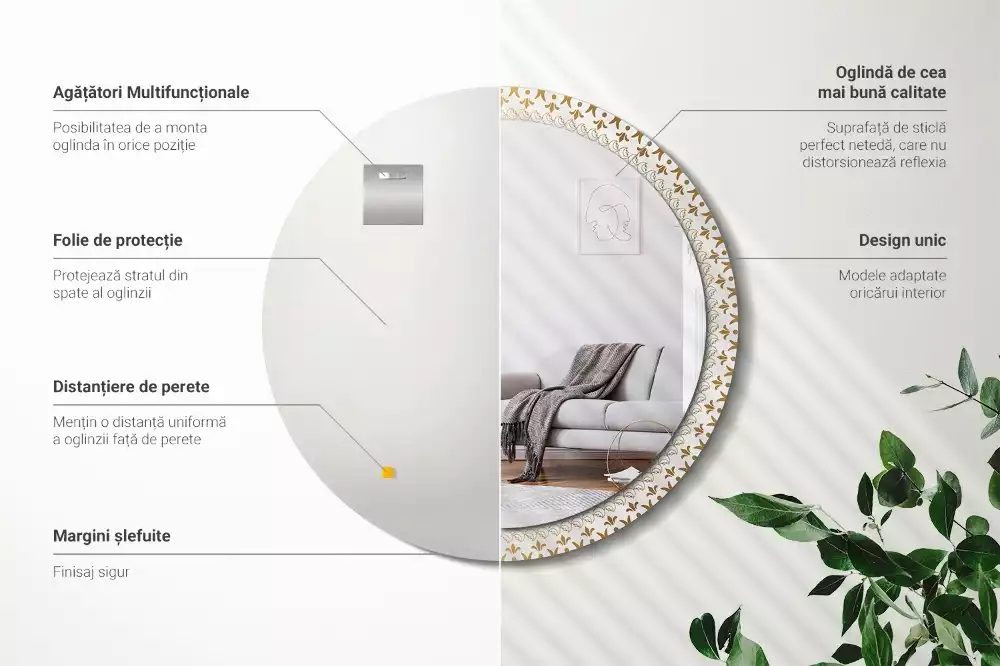 Kulaté zrcadlo s potiskem Indická mandala