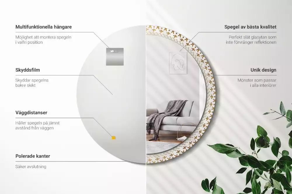 Kulaté zrcadlo s potiskem Indická mandala