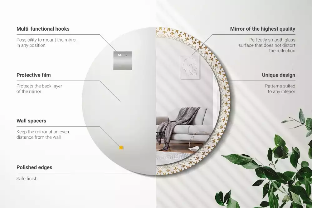 Kulaté zrcadlo s potiskem Indická mandala