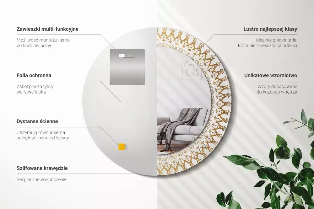 Kulaté zrcadlo s potiskem Indická mandala