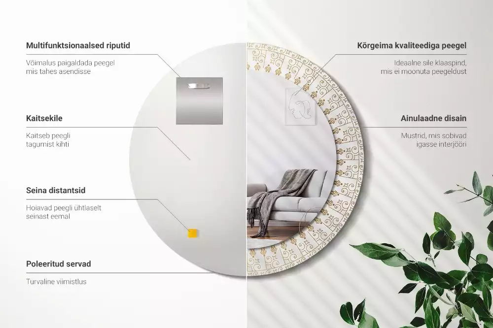 Kulaté zrcadlo s potiskem Indická mandala