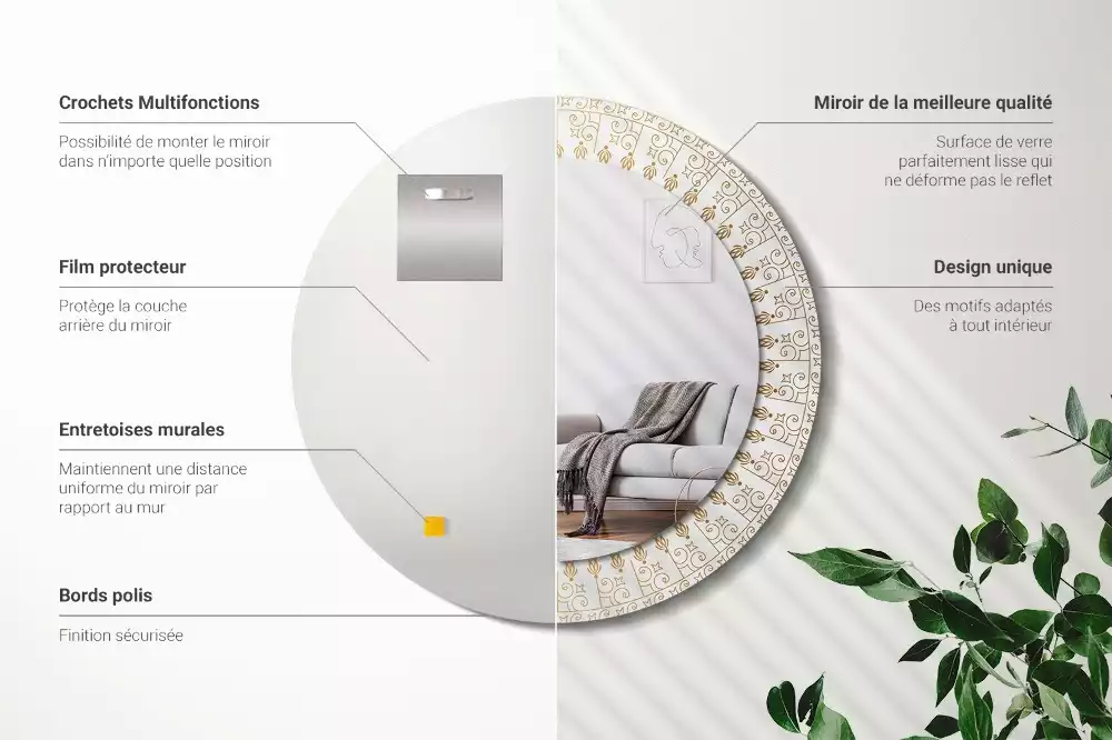 Kulaté zrcadlo s potiskem Indická mandala