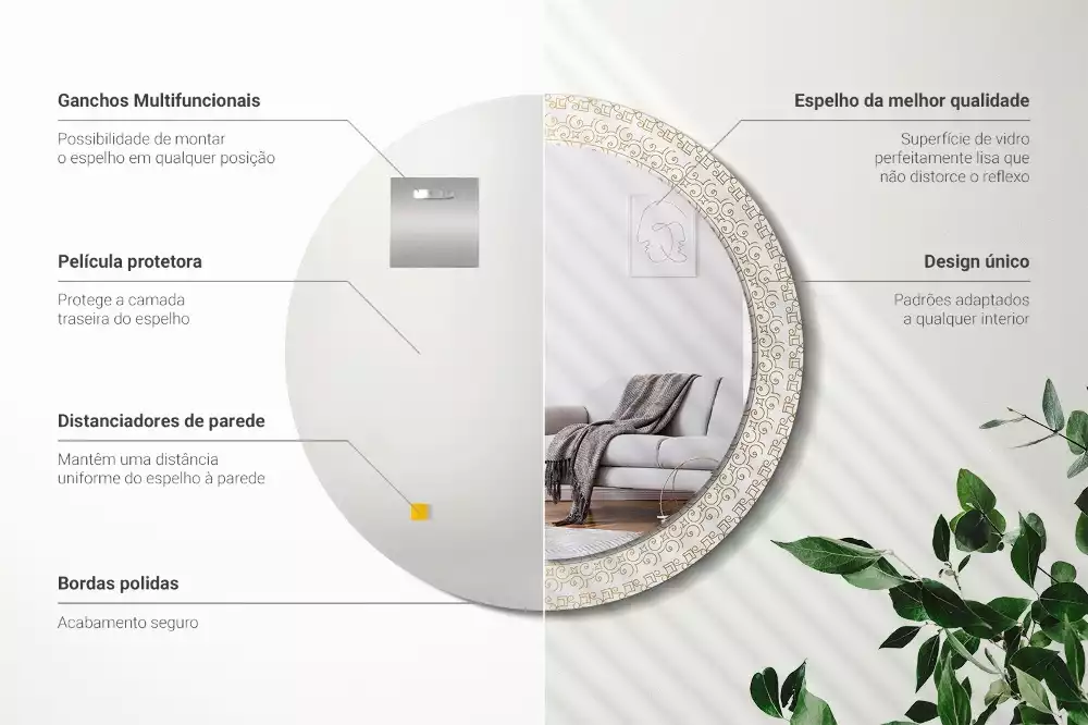 Kulaté zrcadlo s potiskem Indická mandala