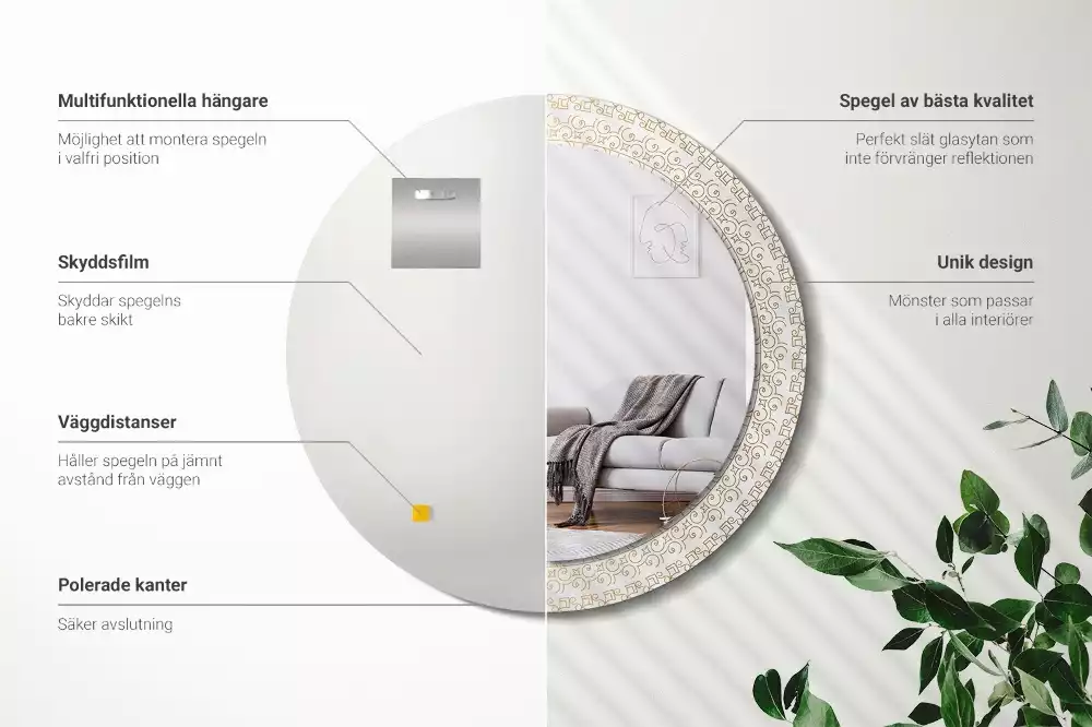 Kulaté zrcadlo s potiskem Indická mandala