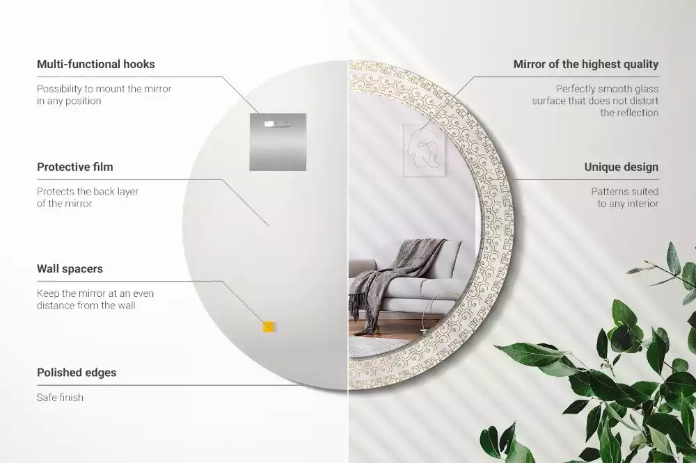 Kulaté zrcadlo s potiskem Indická mandala