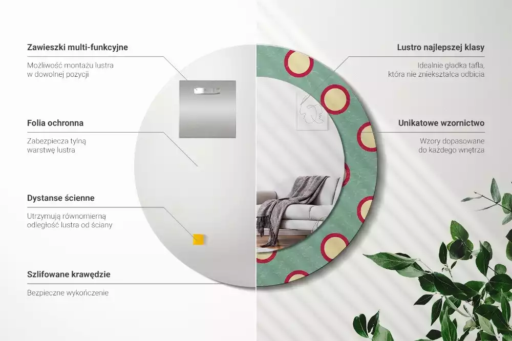 Kulaté zrcadlo s potiskem Tečkované kruhy