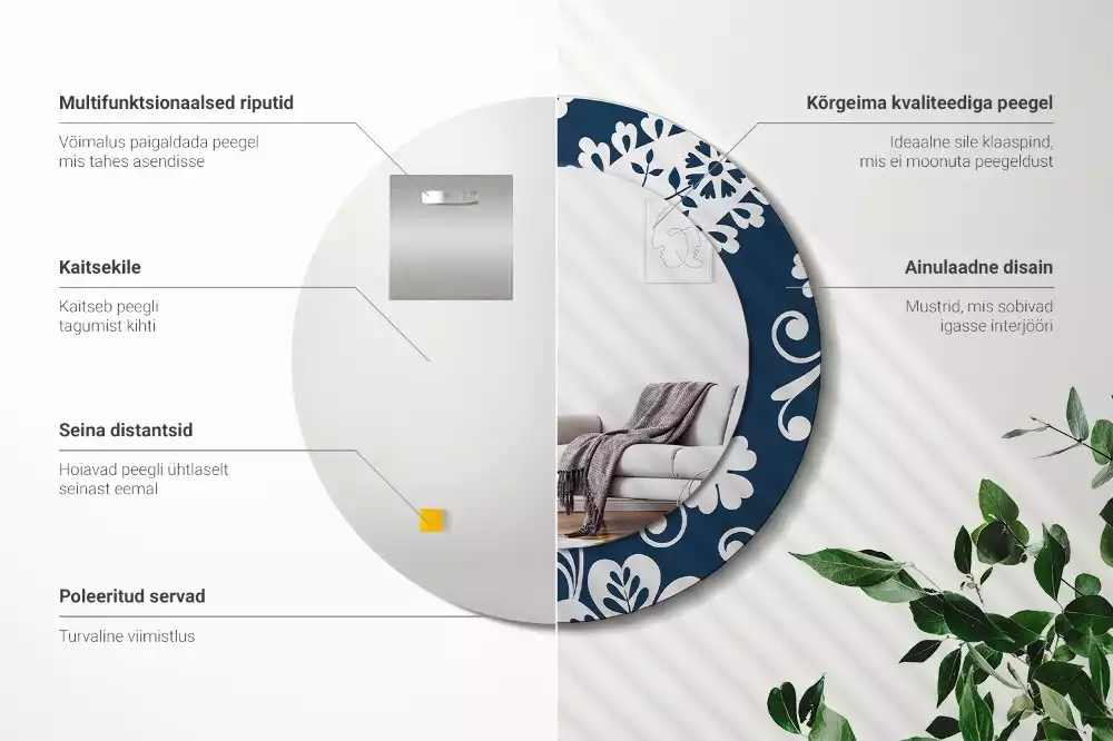 Kulaté dekorativní zrcadlo Paisley složení