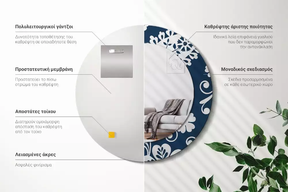 Kulaté dekorativní zrcadlo Paisley složení