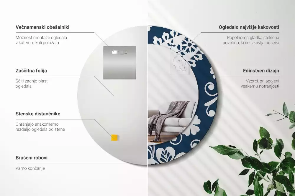 Kulaté dekorativní zrcadlo Paisley složení