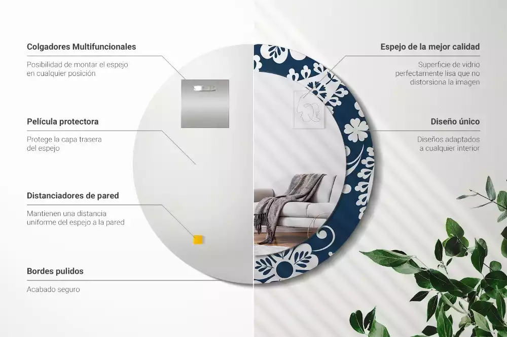 Kulaté dekorativní zrcadlo Paisley složení