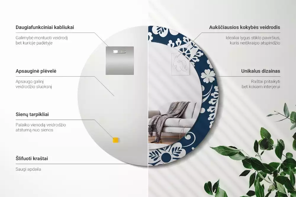 Kulaté dekorativní zrcadlo Paisley složení